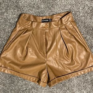 Chocolate leather shorts